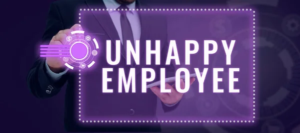 Handschrift Text Unhappy Employee Business Nähern Sich Dem Kanal Zwischen — Stockfoto