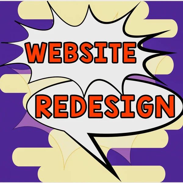 Sign Exibindo Website Redesign Ideia Negócio Alguém Que Visita Visualizações — Fotografia de Stock