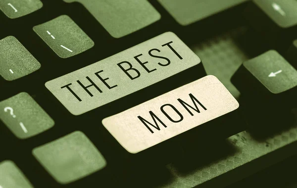 Sign Displaying Best Mom Internet Concept Efficiency Clever Your Job — Stock Photo, Image