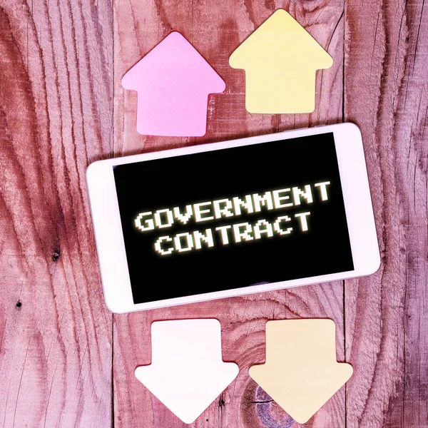 Sinal Texto Mostrando Contrato Governo Conceito Que Significa Introduzir Novas — Fotografia de Stock