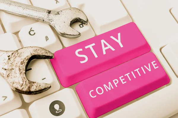 Wyświetlacz Koncepcyjny Stay Competitive Business Showcase Przejście Jednego Środowiska Operacyjnego — Zdjęcie stockowe