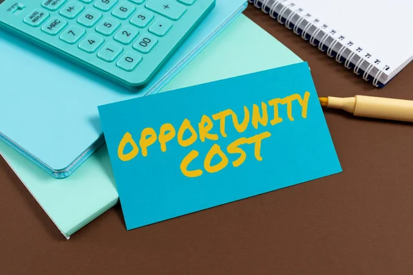 Tekenen Weergeven Opportunity Cost Business Overview Jobs Handling Getting Done — Stockfoto