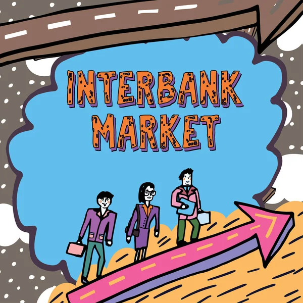 Sinal Texto Mostrando Mercado Interbancário Método Bancário Abordagem Empresarial Que — Fotografia de Stock