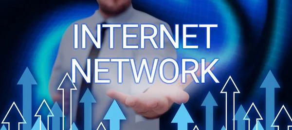 Sinal Texto Mostrando Internet Network Conceito Negócio Etermines Como Ele — Fotografia de Stock