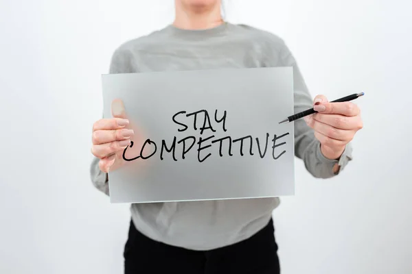 Handschrift Text Bleiben Sie Wettbewerbsfähig Business Konzept Bewegt Sich Von — Stockfoto