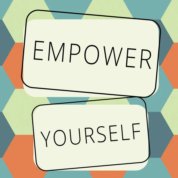 Bildunterschrift Empower Yourself Geschäftsübersicht Bietet Wert Für Das Leben Ihrer — Stockfoto