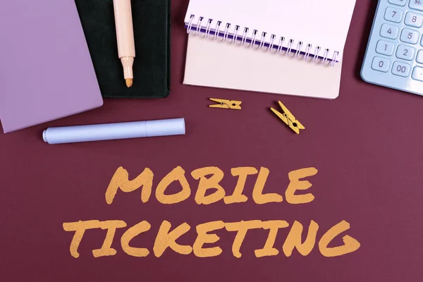 Tekenen Weergeven Mobile Ticketing Business Idee Verbergen Van Oorsprong Van — Stockfoto
