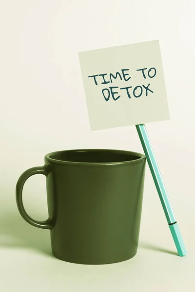 Assinar Exibindo Tempo Para Detox Palavra Para Avaliação Inspeção Revisão — Fotografia de Stock