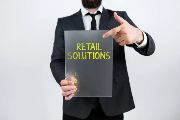 Schrijven Weergeven Van Tekst Retail Solutions Business Concept Lijst Van — Stockfoto
