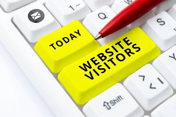 Señal Escritura Mano Visitantes Del Sitio Web Razón Enfoque Negocios — Foto de Stock