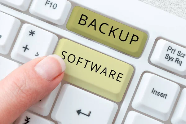 Segno Scrittura Mano Backup Software Business Approach Boundary Which Two — Foto Stock