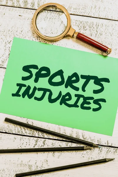 Kézírás Jel Sport Sérülések Word Írt Program Amely Segít Alkalmazottaknak — Stock Fotó