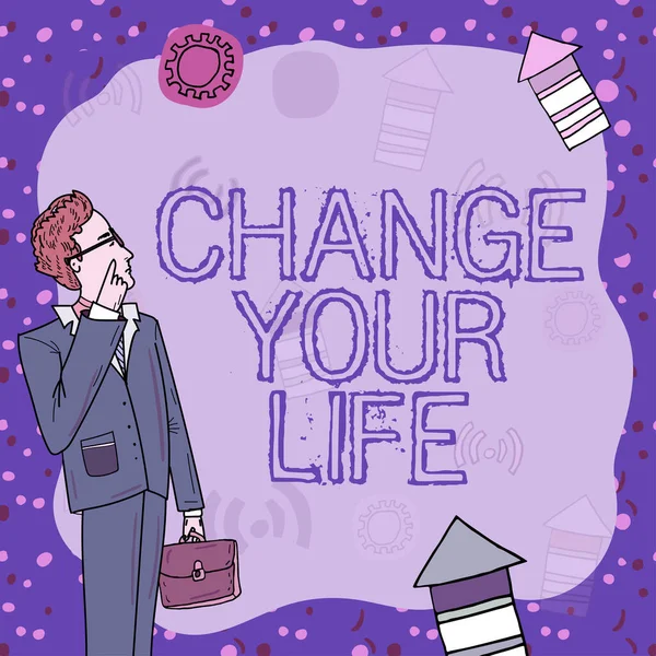 글쓰기 바꾸기 Change Your Life 인터넷 영감을 교수인 글쓰기 Suit — 스톡 사진