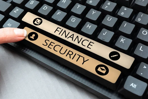 Titulek Textem Představující Finance Security Internet Concept Zvýšení Financí Organizace — Stock fotografie
