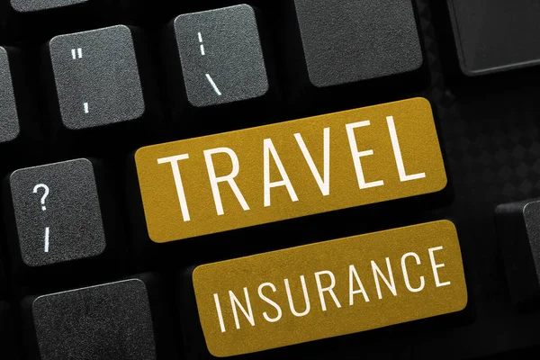 Έννοια Λεζάντα Travel Insurance Επιχειρηματική Ιδέα Ένα Εργατικό Δυναμικό Που — Φωτογραφία Αρχείου