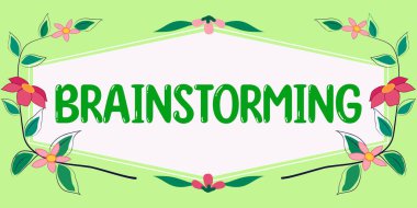 Beyin Fırtınası kavramının kavramsal gösterimi, içinde yapraklar ve çiçekler ve önemli duyurular bulunan bir pazarlama çerçevesi için uzun vadeli pazarlama desteği anlamına gelmektedir..