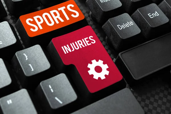 Writing displaying text Sports Injuries, Business idea program that helps employees learn specific knowledge