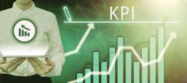 Kavramsal başlık Kpi, üzerinde yazılı Sözcük şirketin kilit iş hedefine ne kadar etkili bir şekilde ulaştığını gösterir