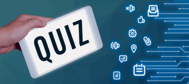 Oyuncuların soruları doğru cevaplamaya çalıştığı oyun Quiz, İnternet Konsepti gösterim formunu imzalayın