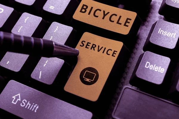 Texto Escritura Mano Servicio Bicicletas Visión General Del Negocio Creando — Foto de Stock