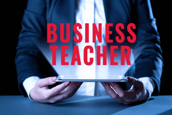 Teken Het Weergeven Van Business Teacher Internet Concept Nieuwe Business — Stockfoto