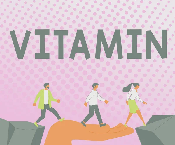 Konceptuell Bildtext Vitamin Word Skrivet Organisk Molekyl Som Essentiell Mikronäringsämne — Stockfoto