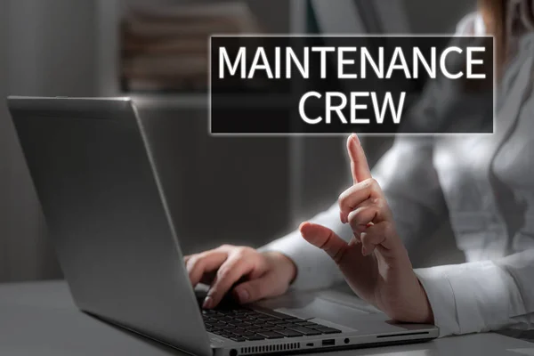 Panneau Écriture Main Maintenance Crew Business Showcase Effectue Une Analyse — Photo