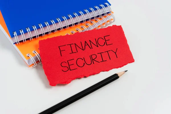 Tekst Odręczny Finanse Bezpieczeństwo Koncepcja Oznaczająca Wzrost Finansów Organizacji Lub — Zdjęcie stockowe