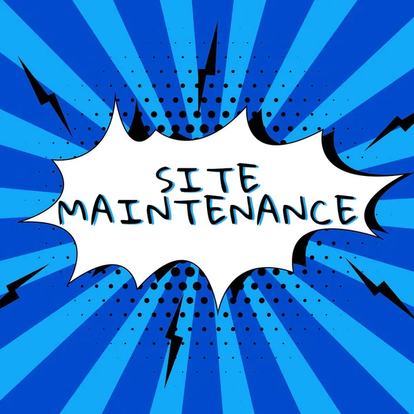 사이트 Site Maintenance 콘셉트 Concept 모니터링을 의미하며 정기적으로 당신의 사이트를 — 스톡 사진
