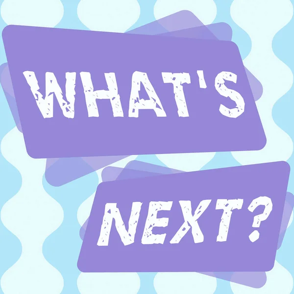 Konzeptionelle Bildunterschrift What Next Question Word Written Expecting Any Strategy — Stockfoto