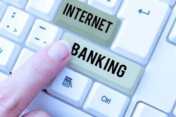 Text Showing Inspiration Internet Banking Business Showcase Delivers Content Page — Stock Photo, Image