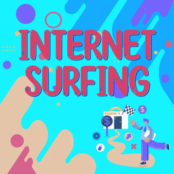 Sign Exibindo Internet Surfing Abordagem Negócios Uma Conta Formal Empregado — Fotografia de Stock