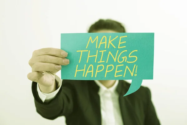 Konzeptpräsentation Make Things Happen Konzept Bedeutet Inspiration Und Motivation Mehr — Stockfoto