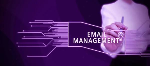 Podpis Wyświetlanie Zarządzania Mail Podejście Biznesowe Daje Możliwość Przejęcia Kontroli — Zdjęcie stockowe