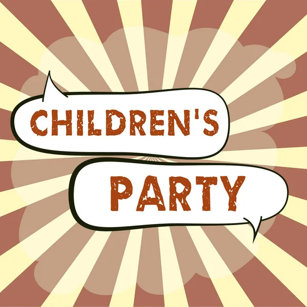 Podpis Koncepcyjny Children Party Conceptual Photo Social Meeting Lub Rozrywka — Zdjęcie stockowe
