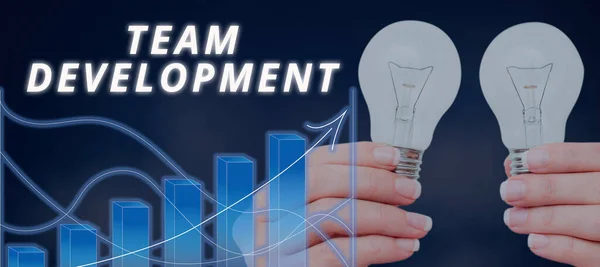 Conceptueel Bijschrift Team Development Business Overzicht Uit Drukken Herstelbare Externe — Stockfoto