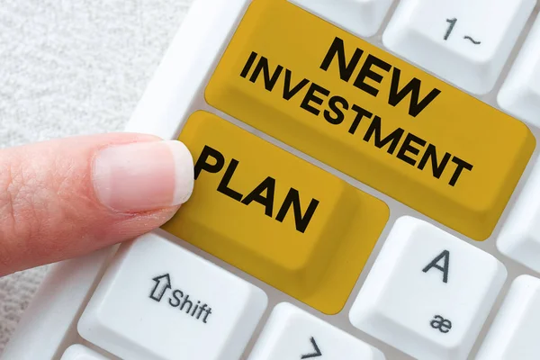 Inspiración Mostrando Signo Nuevo Plan Inversión Palabra Para Metas Objetivos — Foto de Stock