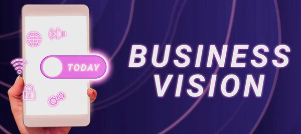 Teksti Merkki Osoittaa Business Vision Business Yleiskatsaus Ostajien Myyjien Harjoittaa — kuvapankkivalokuva