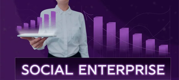 Segno Scrittura Mano Social Enterprise Business Idea Tratta Business Che — Foto Stock
