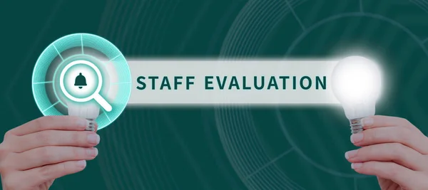 Text Caption Presenting Staff Evaluation Word Written Clarifies Direction Organisation — Stock Photo, Image