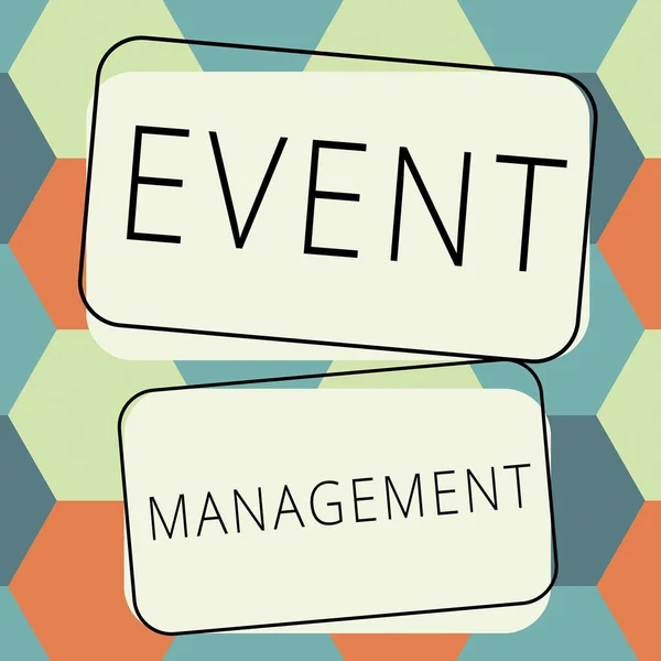 Tekstbord Met Event Management Business Overview Alles Wat Gebeurt Maakt — Stockfoto