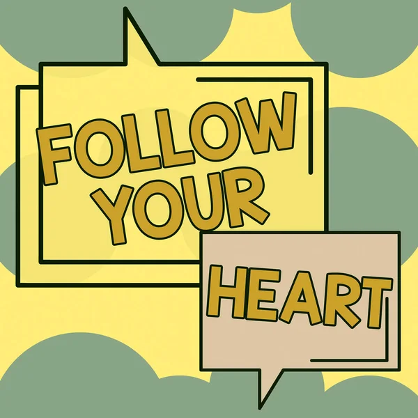 Εννοιολογική Απεικόνιση Ακολουθήστε Την Καρδιά Σας Internet Concept Κίνητρο Για — Φωτογραφία Αρχείου