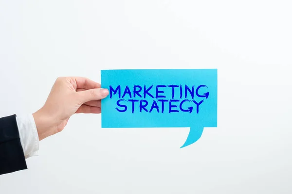 Letrero Escritura Mano Estrategia Marketing Palabra Para Plan Acción Diseñado —  Fotos de Stock