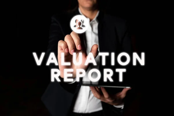 Inspiration Visar Tecken Värderingsrapport Word För Process För Att Bestämma — Stockfoto