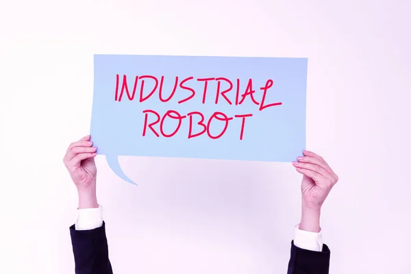 Conceptual Caption Industrial Robot Palabra Para Mecanismo Robótico Utilizado Fabricación — Foto de Stock