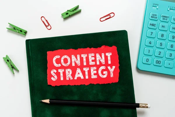 Bildunterschrift Präsentation Von Content Strategy Word Written Zur Planung Und — Stockfoto