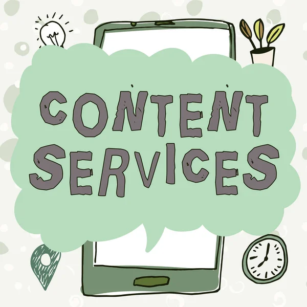 Inspiratie Met Uithangbord Content Services Business Concept Levert Content Naar — Stockfoto