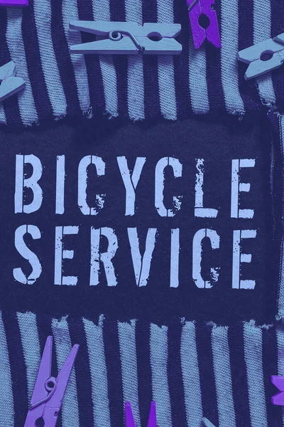 Texto Manuscrito Servicio Bicicletas Concepto Que Significa Ofrecer Servicios Como — Foto de Stock
