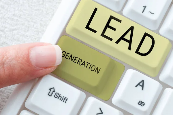 Sign Exibindo Geração Lead Conceito Que Significa Cultivar Cliente Potencial — Fotografia de Stock