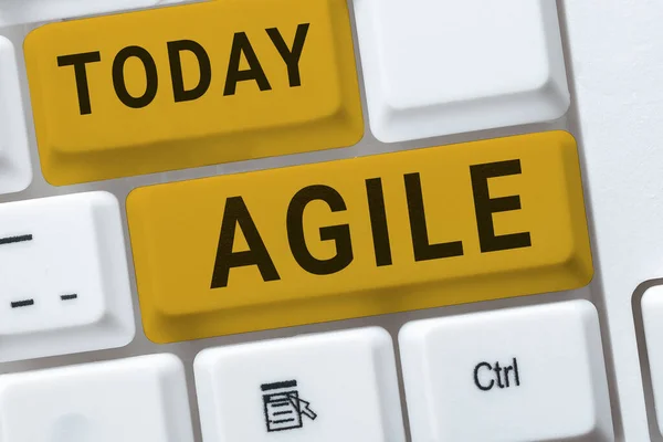 stock image Text sign showing Agile, Business idea iterative approach to software delivery builds software incrementally